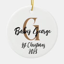 Ornamento De Cerâmica Baby 1rua Ornament unisex monograma
