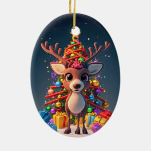 ORNAMENTO DE CERÂMICA BABY 3D CARTOON REINDEER E DEIXOU ÁRVORE DE NATAL