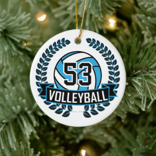 Ornamento De Cerâmica Baby Blue e Preto 🏐 Volei