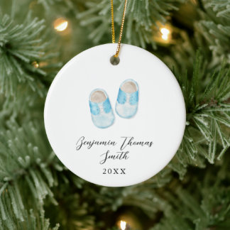 Ornamento De Cerâmica Baby Boy Blue Calçados Cerâmica de Natal