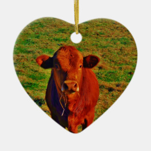 ORNAMENTO DE CERÂMICA BABY BROWN COW EAING