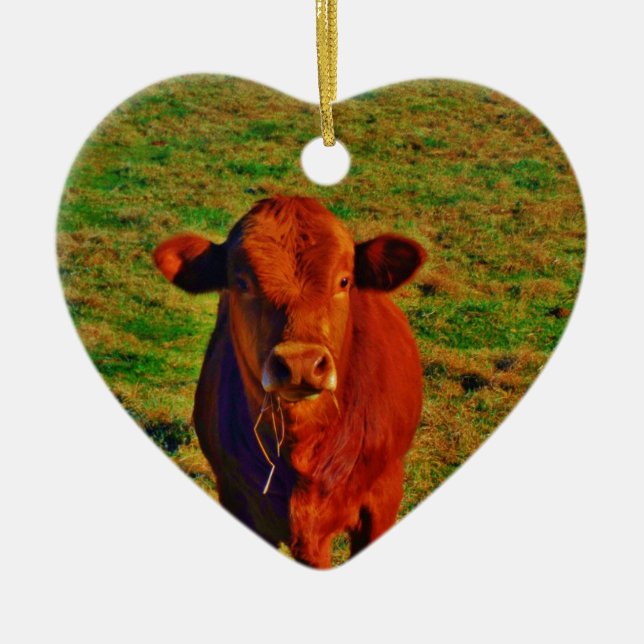 ORNAMENTO DE CERÂMICA BABY BROWN COW EAING (Frente)