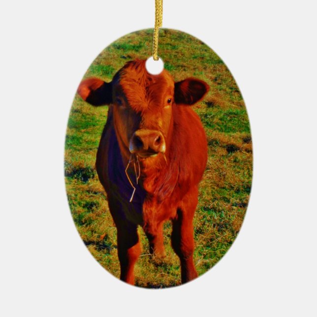 ORNAMENTO DE CERÂMICA BABY BROWN COW EAING (Frente)