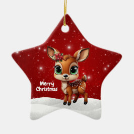 Ornamento De Cerâmica Baby Deer, Fawn, Doe 🦌 🎄Cute Merry Christmas