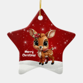 Ornamento De Cerâmica Baby Deer, Fawn, Doe 🦌 🎄Cute Merry Christmas