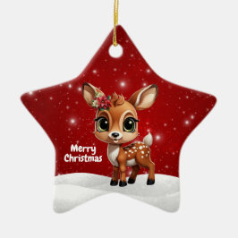 Ornamento De Cerâmica Baby Deer, Fawn, Doe 🦌 🎄Cute Merry Christmas