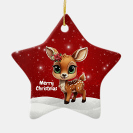 Ornamento De Cerâmica Baby Deer, Fawn, Doe 🦌 🎄Cute Merry Christmas