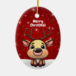 Ornamento De Cerâmica Baby Deer, Fawn, Doe 🦌 🎄Cute Merry Christmas