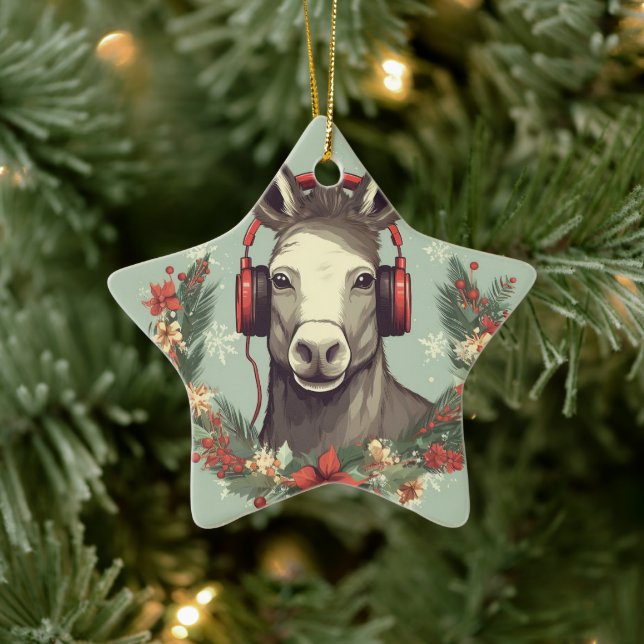 Ornamento De Cerâmica Baby Donkey Family Ornament, Donkey Adquiriu prese (Árvore)