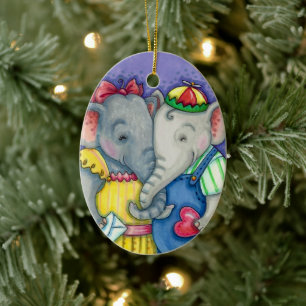 ORNAMENTO DE CERÂMICA BABY ELEFANTS PRIMEIRO AMOR, AMIGOS DO PACHYDERM.