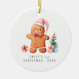 Ornamento De Cerâmica Baby Gingerpão | Primeiro Natal do Bebê