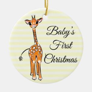 Ornamento De Cerâmica Baby Giraffe - bebê primeiro Natal