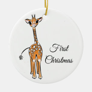 Ornamento De Cerâmica Baby Giraffe - monograma