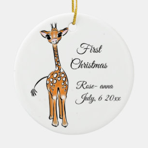 Ornamento De Cerâmica Baby Giraffe - monograma