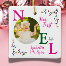 Baby Girl First Christmas Pink First Noel Photo