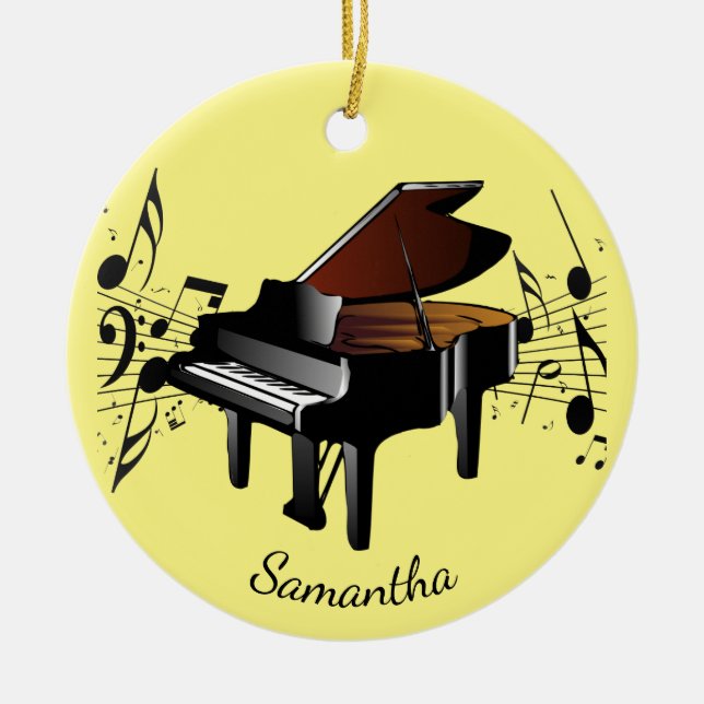 Ornamento De Cerâmica Baby Grand Piano Musical Design Ornament (Frente)