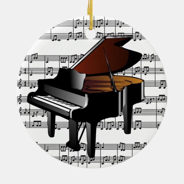 Ornamento De Cerâmica Baby Grand Piano Ornament (Traseira)