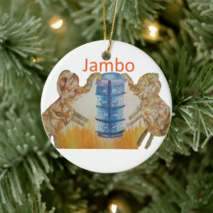 Ornamento De Cerâmica Baby Kids Jambo Jumbo Elephants Design