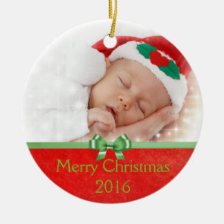 Ornamento De Cerâmica Baby Photo Ornament, Add your own Picture Keepsake