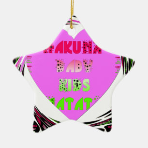 Ornamento De Cerâmica Baby Rosa Corações Hakuna Matata Bebê Crianças Des