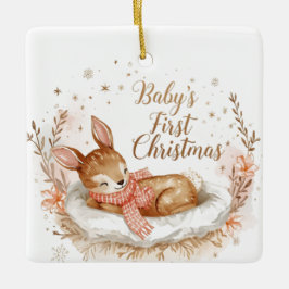 Ornamento De Cerâmica Baby’s First Christmas A Square Keepsake
