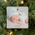 Ornamento De Cerâmica Baby’s First Christmas Birth Stats<br><div class="desc">Cute baby’s first Christmas ornament with photo and birth stats.</div>