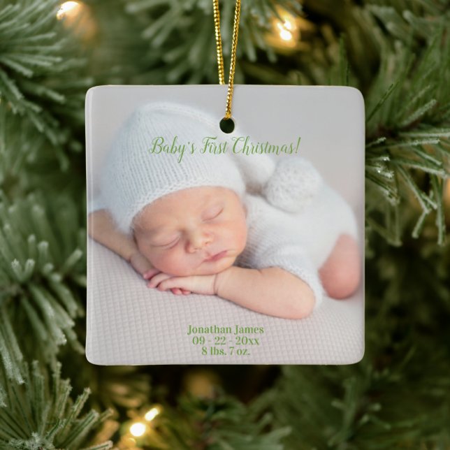 Ornamento De Cerâmica Baby’s First Christmas Birth Stats (Árvore)