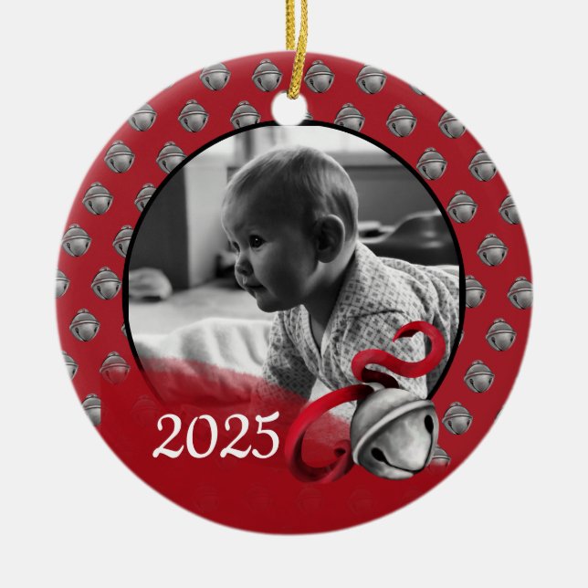 Ornamento De Cerâmica Baby’s first Christmas photo ornament  (Frente)