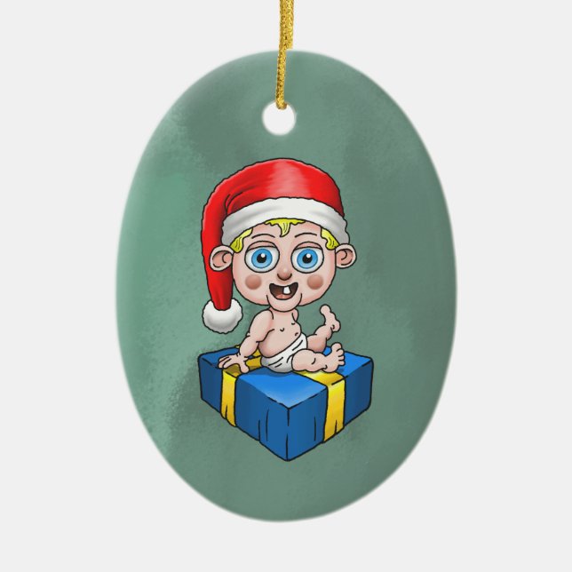 Ornamento De Cerâmica Baby Santa Claus (Frente)