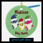 Ornamento De Cerâmica Baby Shark Festive Christmas Awesome<br><div class="desc">Cartoon Baby Shark Family. Baby Shark Festive Christmas Awesome Ceramic Ornament will make them happy.</div>
