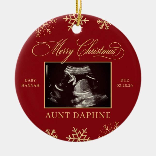 Ornamento De Cerâmica Baby Sonograma Surprise Family Ultrasound Natal (Frente)