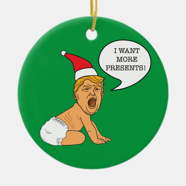 Ornamento De Cerâmica Baby Trump Mais Presentes de Natal (Frente)