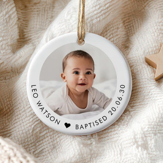 Ornamento De Cerâmica Baby's Baptism Photo Keepsake