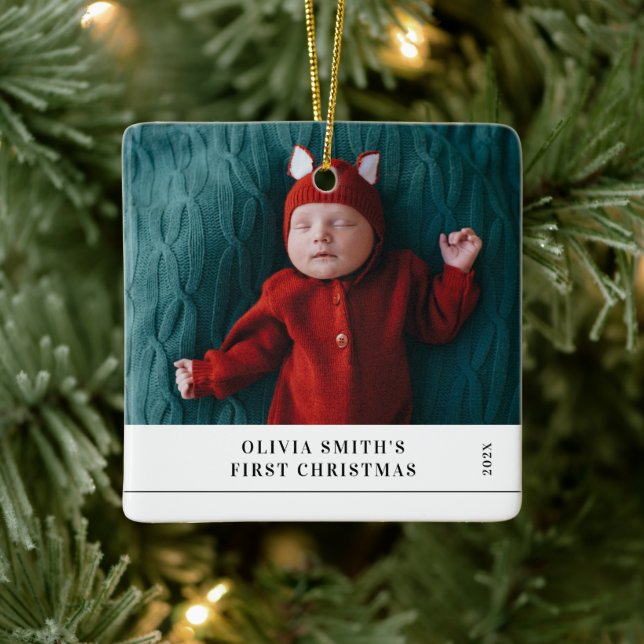 Ornamento De Cerâmica Babys First Christmas  Birth Stats Announcement  (Árvore)