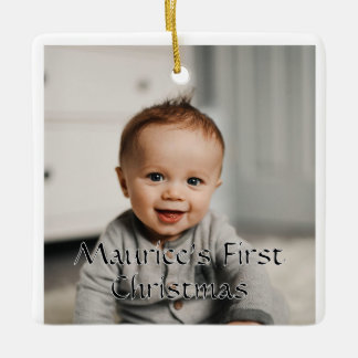 Ornamento De Cerâmica Baby's first Christmas Customizable Photo Ornament