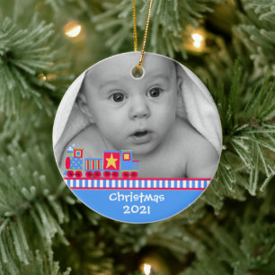 Ornamento De Cerâmica Baby's First Christmas Ornament
