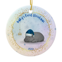 Baby's First ChristmPygmy Hippo Christmas Ornament