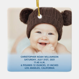 Ornamento De Cerâmica "Baby's Stats Blue 1rua Photo"