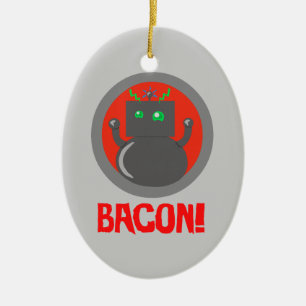 Ornamento De Cerâmica Bacon Robot