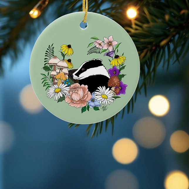 Ornamento De Cerâmica Badger Wilers Mushroom Green (Criador carregado)