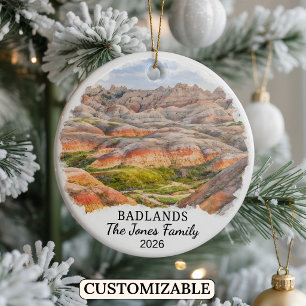 Ornamento De Cerâmica Badlands National Park personalizado, Dakota do Su