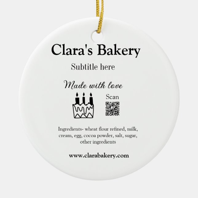 Ornamento De Cerâmica Bagaço de padaria adiciona ingredientes feitos com (Frente)