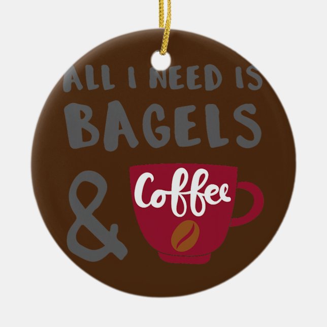Ornamento De Cerâmica Bagéis e café Bagel Lover (Frente)