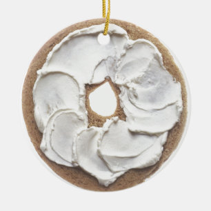 Ornamento De Cerâmica Bagel com queijo creme