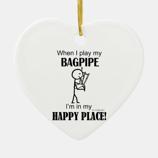 Ornamento De Cerâmica Bagpipe Happy Place (Frente)
