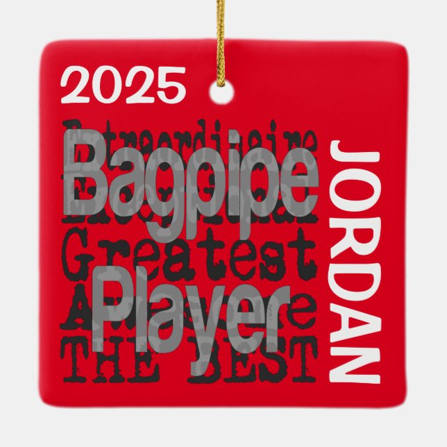 Ornamento De Cerâmica Bagpipe Player Extraordinaire CUSTOM (Verso)
