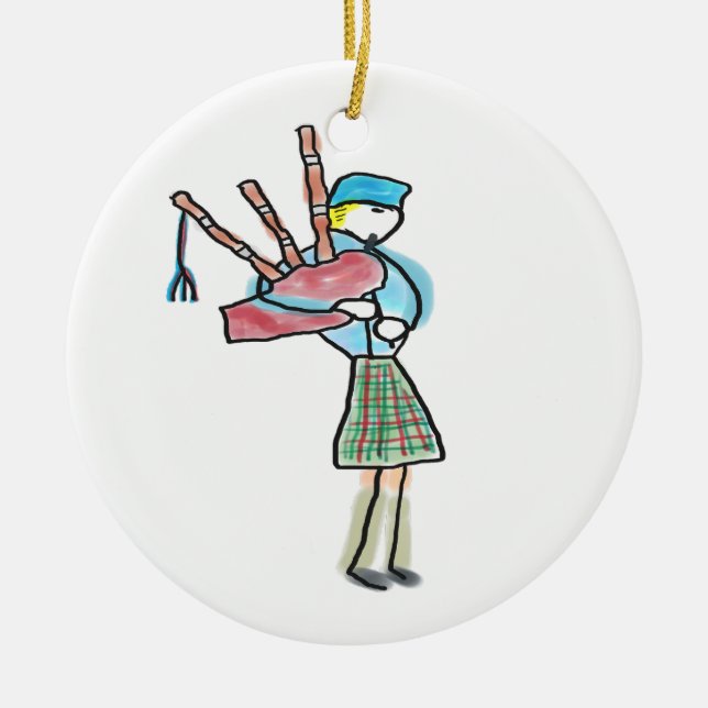 Ornamento De Cerâmica Bagpipe Playing (Frente)