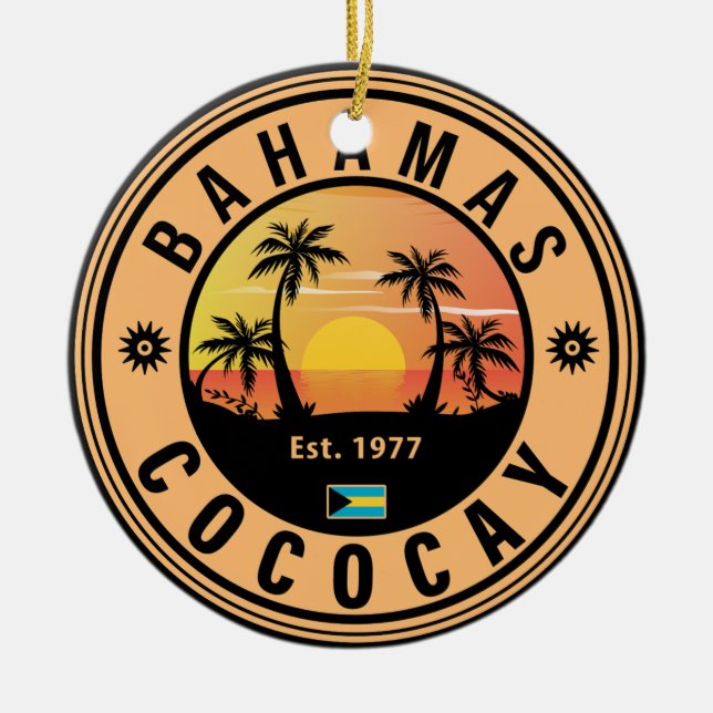Ornamento De Cerâmica Bahamas de Coco Cay Retro Souvenirs 60s (Frente)