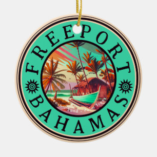 Ornamento De Cerâmica Bahamas Freeport Retro Sunset Viagem Souvenir 50