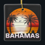 Ornamento De Cerâmica Bahamas Vintage Palm Trees Summer Beach<br><div class="desc">Incrível design de Bahamas Vintage para amantes de praia no verão.</div>
